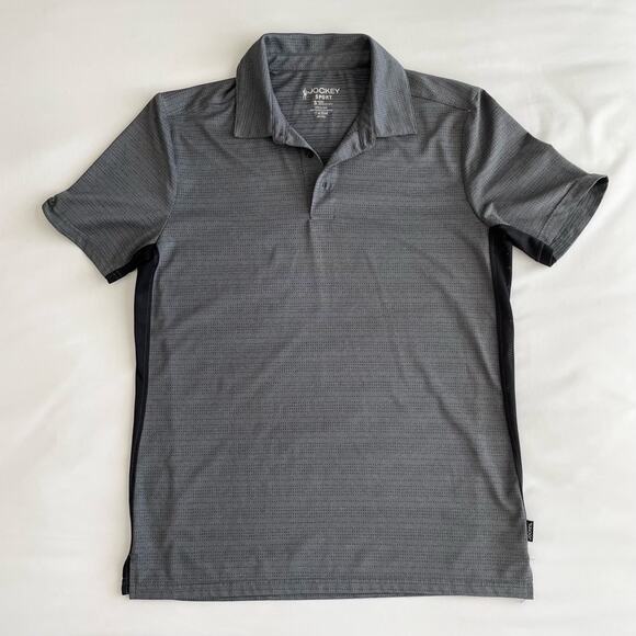 Jockey Sport Mens Gray Polo Performance Shirt Golf Outdoor Workout Size Small - Picture 1 of 4
